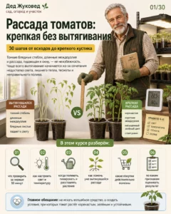 Мини-курс PDF «Рассада томатов крепкая без вытягивания»