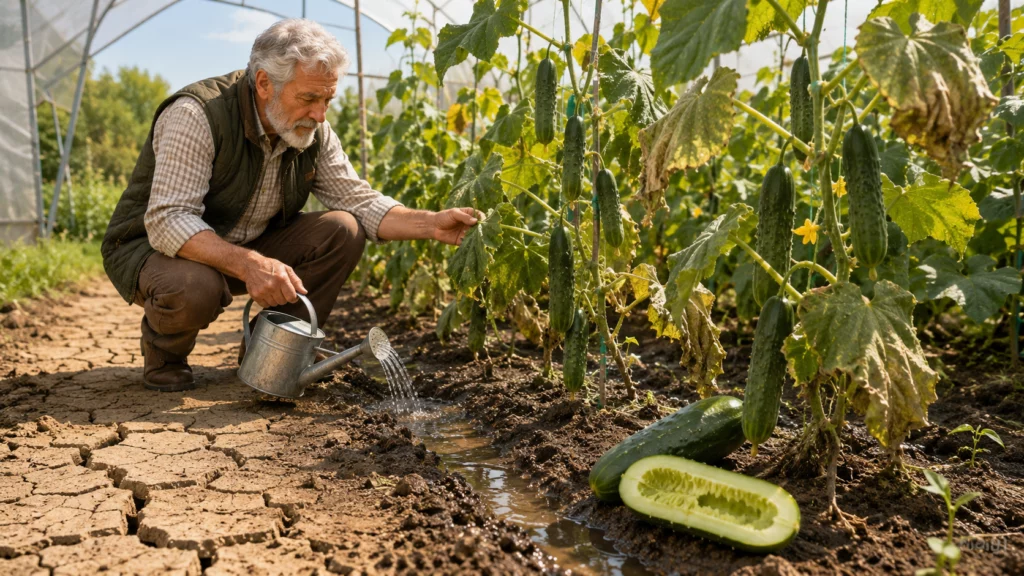 1. Неровный полив и жара