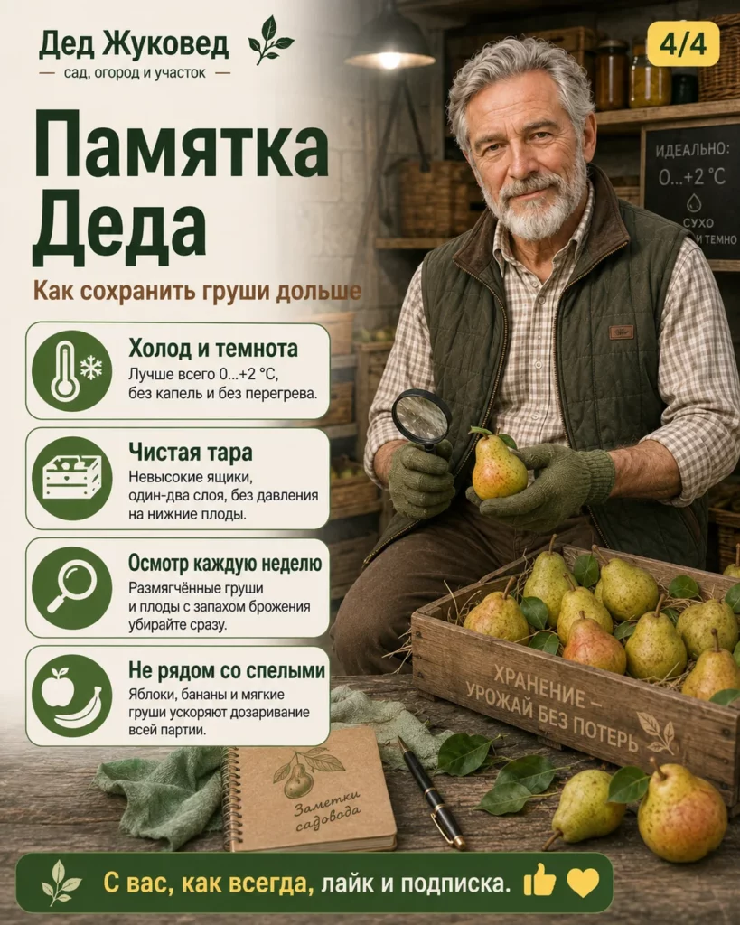 Инфографика 2/4: Груши после уборки: когда сушить, чистить и убирать на хранение