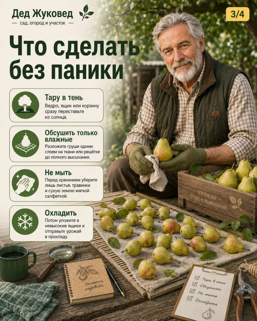 Инфографика 4/4: Груши после уборки: когда сушить, чистить и убирать на хранение
