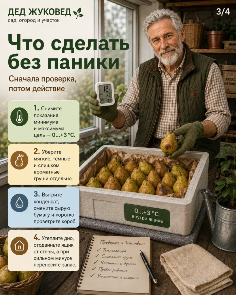 Инфографика 3/4: Груши на балконе: как не заморозить и не сгноить
