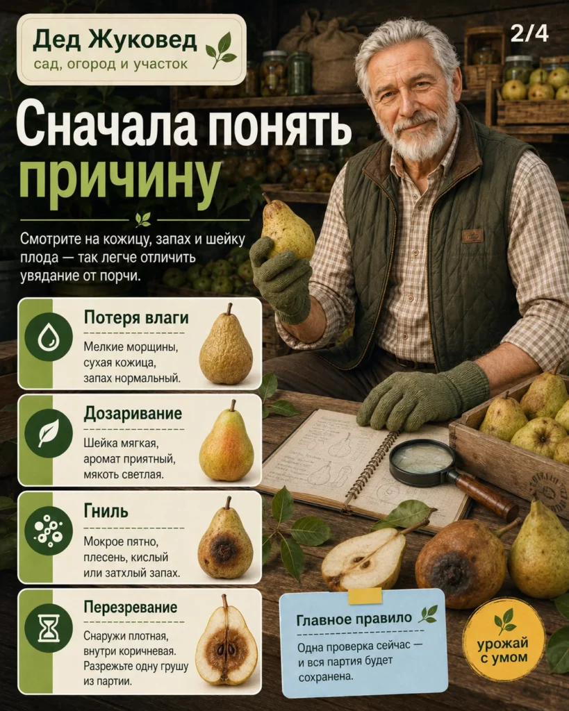 Инфографика 2/4: Груши вянет после уборки: как сохранить урожай дольше
