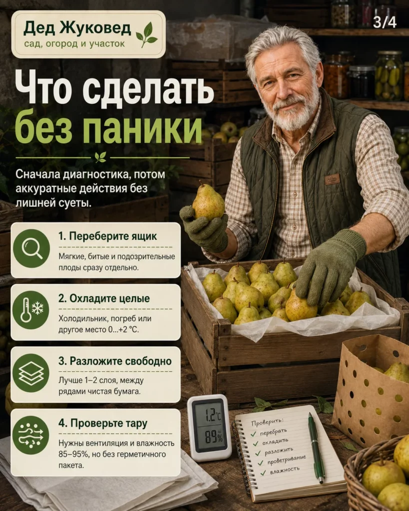 Инфографика 3/4: Груши вянет после уборки: как сохранить урожай дольше
