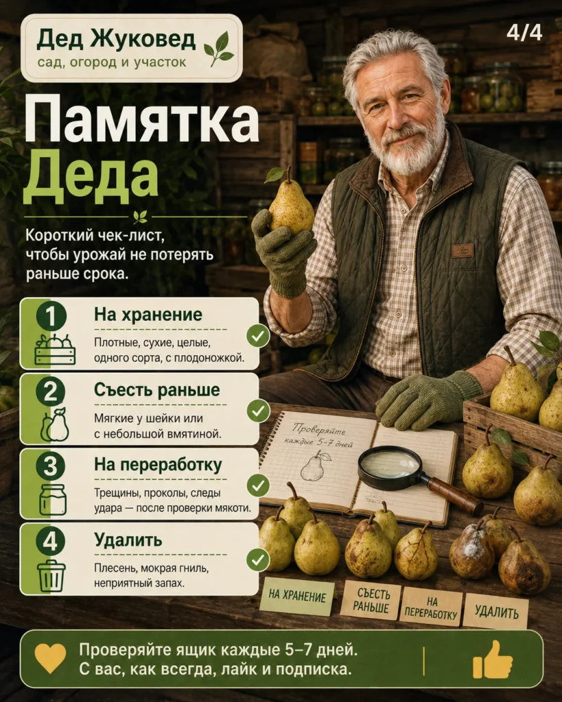 Инфографика 4/4: Груши вянет после уборки: как сохранить урожай дольше