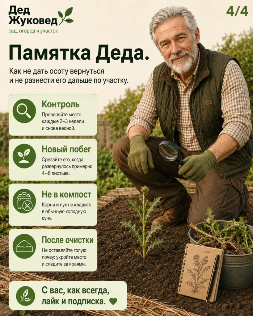 Инфографика 4/4: Осот: как убрать аккуратно и не разнести по всему участку