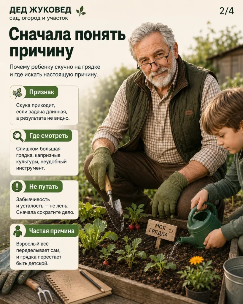 Инфографика 2/4: Детская грядка: чему ребенок научится на участке без скуки