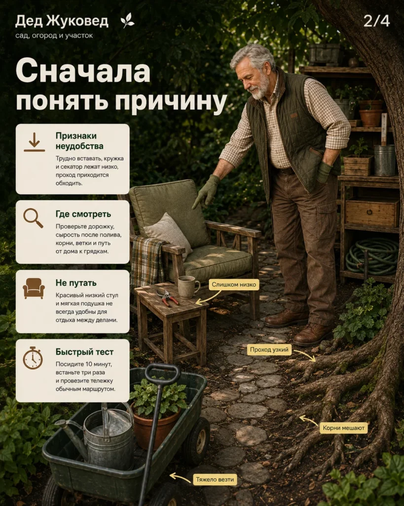 Инфографика 2/4: Место отдыха в тени: как меньше наклоняться и не таскать тяжести