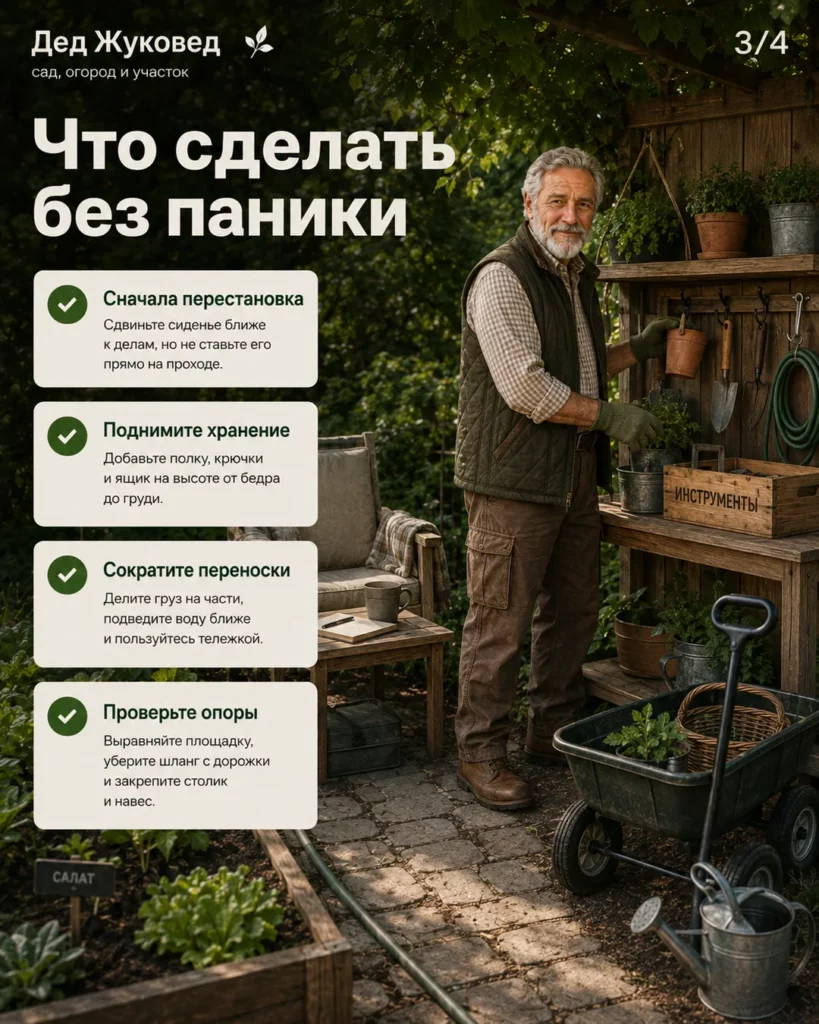 Инфографика 3/4: Место отдыха в тени: как меньше наклоняться и не таскать тяжести