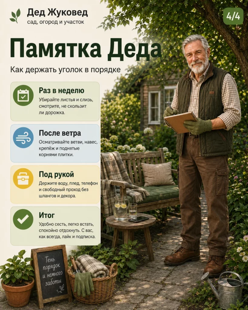 Инфографика 4/4: Место отдыха в тени: как сделать дачу удобнее для пожилого человека