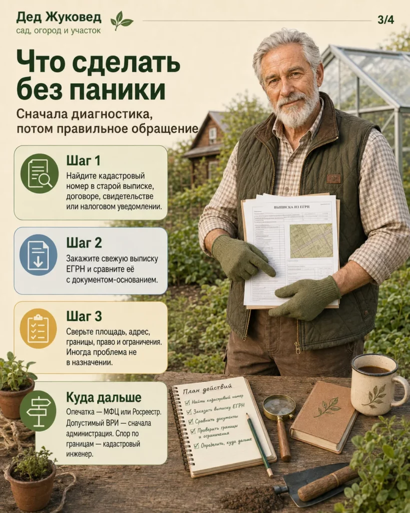 Инфографика 4/4: Участок с неясным назначением: когда нужно идти в МФЦ или Росреестр