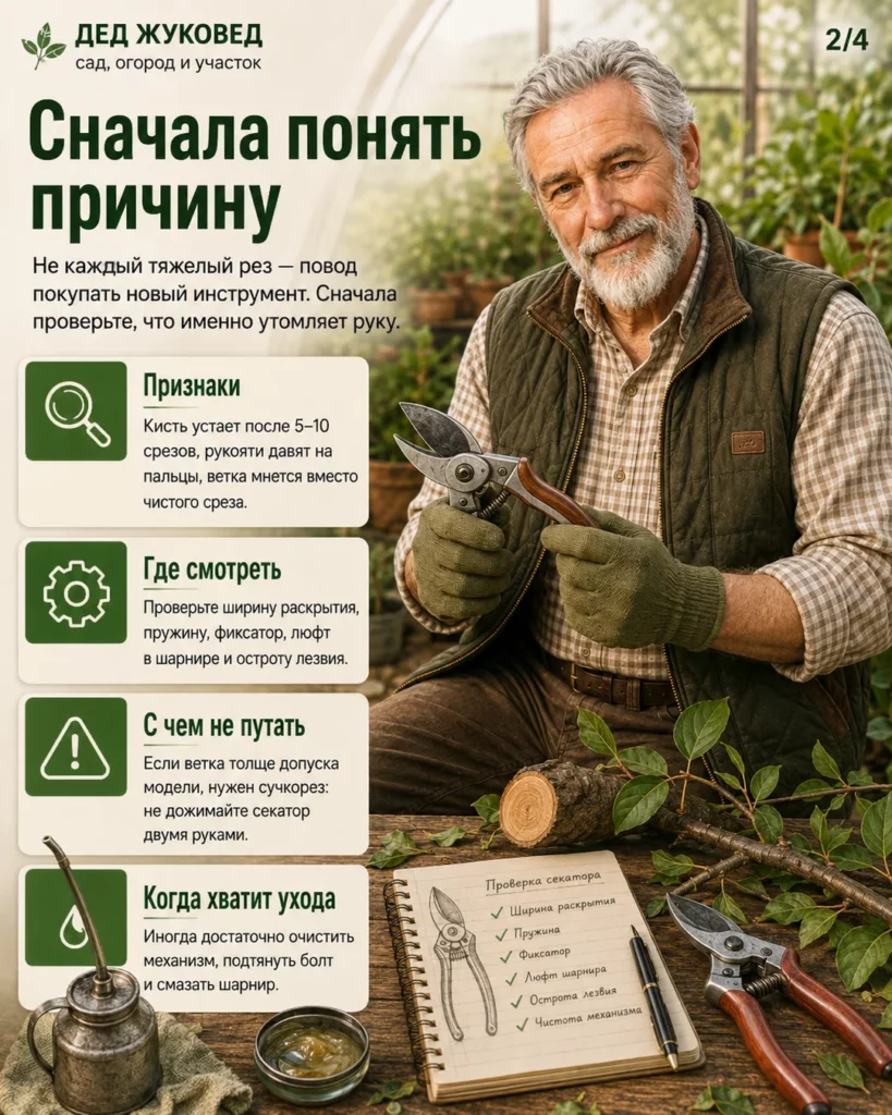 Инфографика 2/4: Легкий секатор: простое решение, которое экономит силы на участке