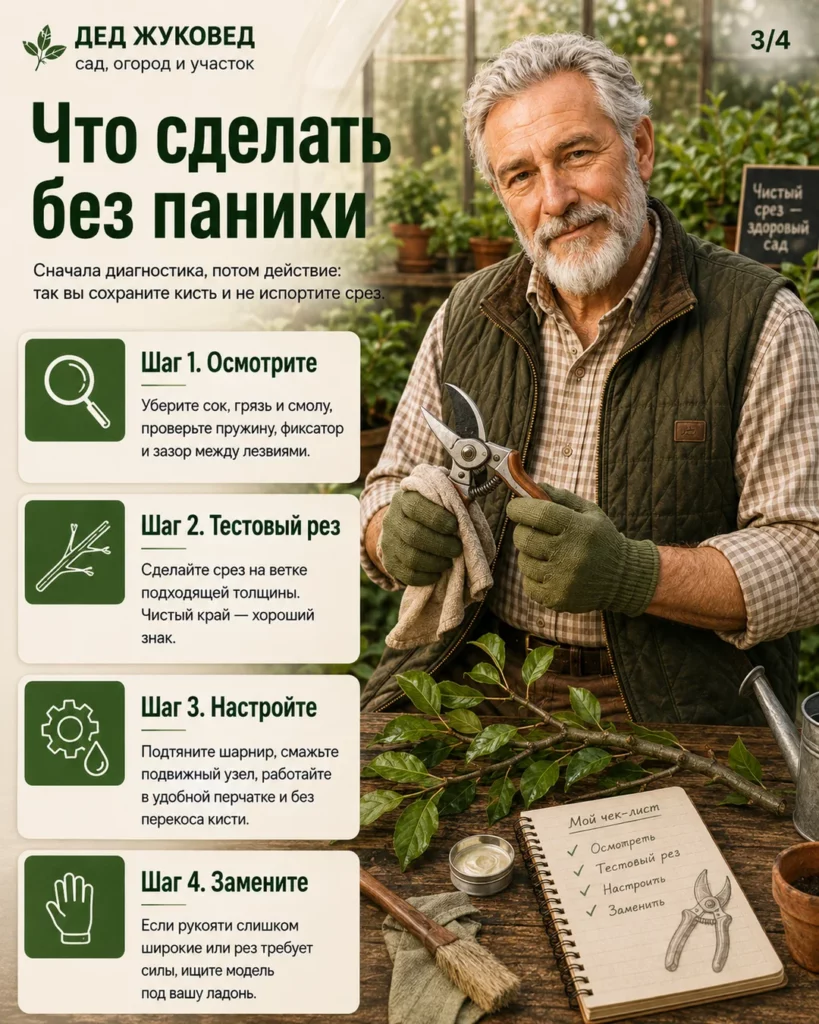 Инфографика 3/4: Легкий секатор: простое решение, которое экономит силы на участке