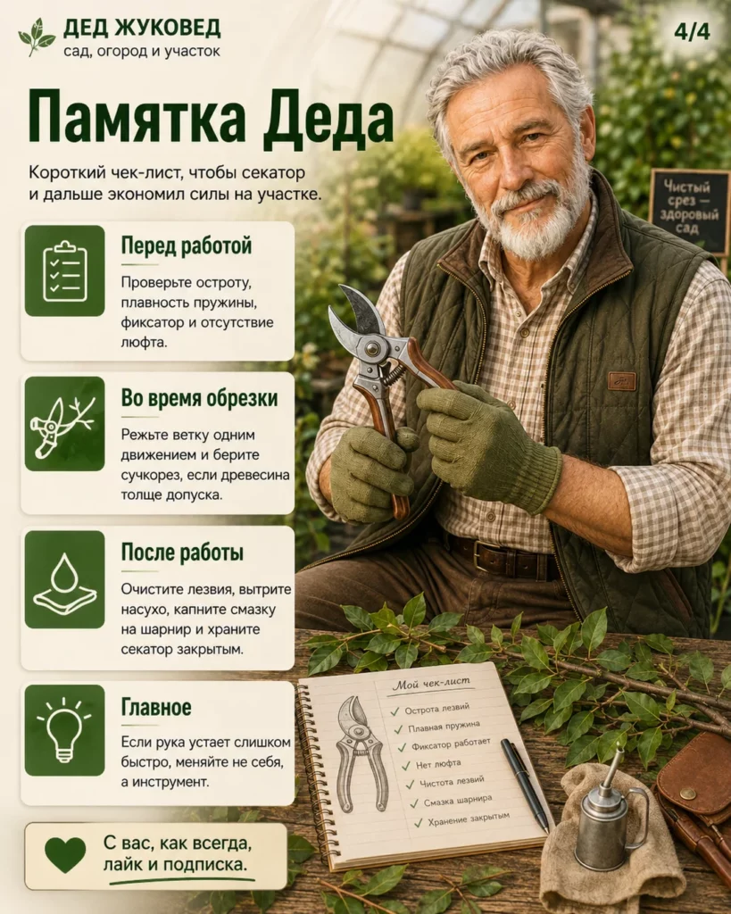 Инфографика 4/4: Легкий секатор: простое решение, которое экономит силы на участке