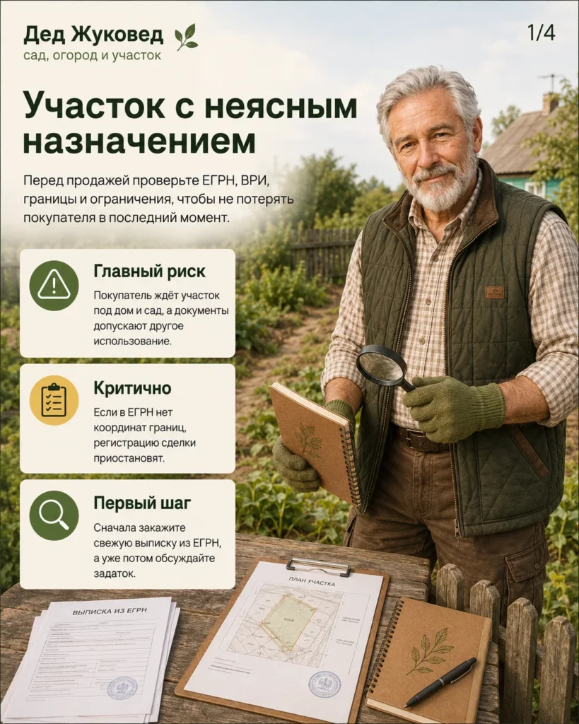 Инфографика 1/4: Участок с неясным назначением: какие риски могут всплыть перед продажей