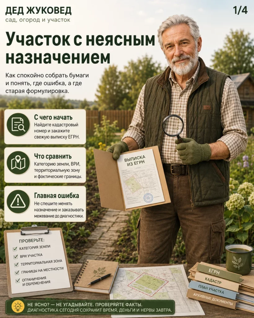 Инфографика 1/4: Участок с неясным назначением: как спокойно собрать бумаги без паники