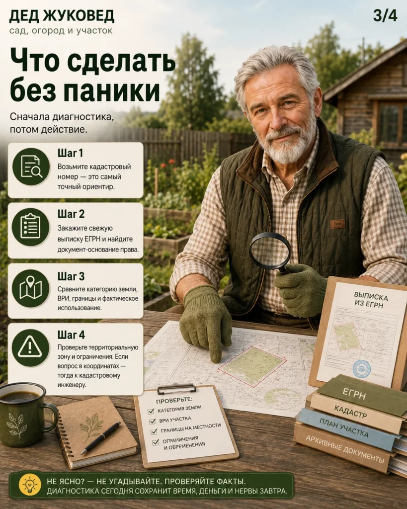 Инфографика 3/4: Участок с неясным назначением: как спокойно собрать бумаги без паники