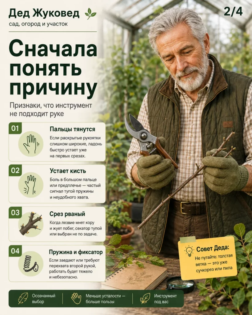 Инфографика 2/4: Легкий секатор: как сделать дачу удобнее для пожилого человека