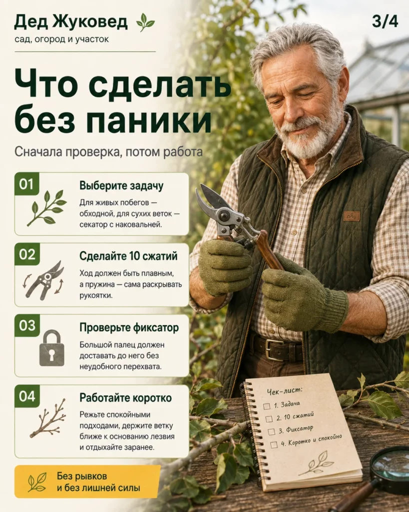 Инфографика 3/4: Легкий секатор: как сделать дачу удобнее для пожилого человека