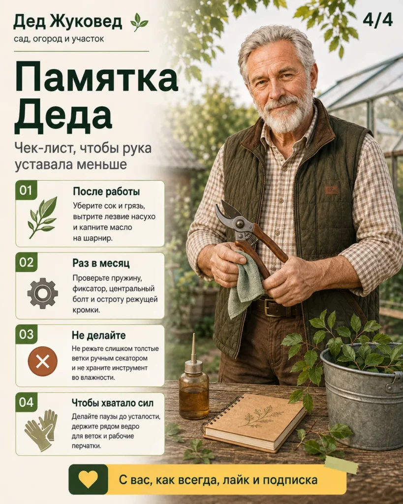 Инфографика 4/4: Легкий секатор: как сделать дачу удобнее для пожилого человека