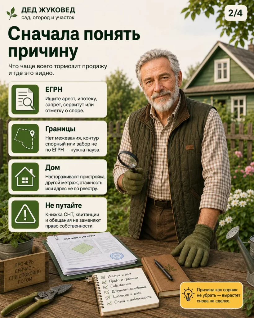 Инфографика 2/4: Дача, которую хотят продать: какие документы проверить в первую очередь
