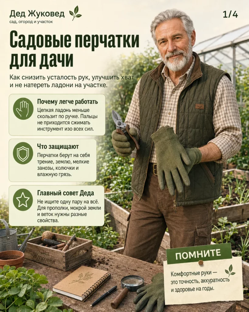 Инфографика 1/4: Садовые перчатки: простое решение, которое экономит силы на участке