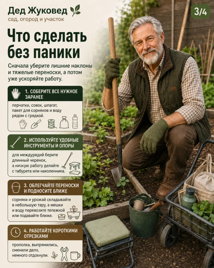 Инфографика 3/4: Садовые перчатки: как меньше наклоняться и не таскать тяжести