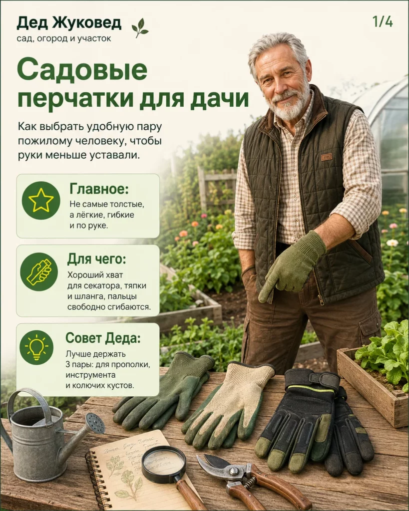 Инфографика 1/4: Садовые перчатки: как сделать дачу удобнее для пожилого человека