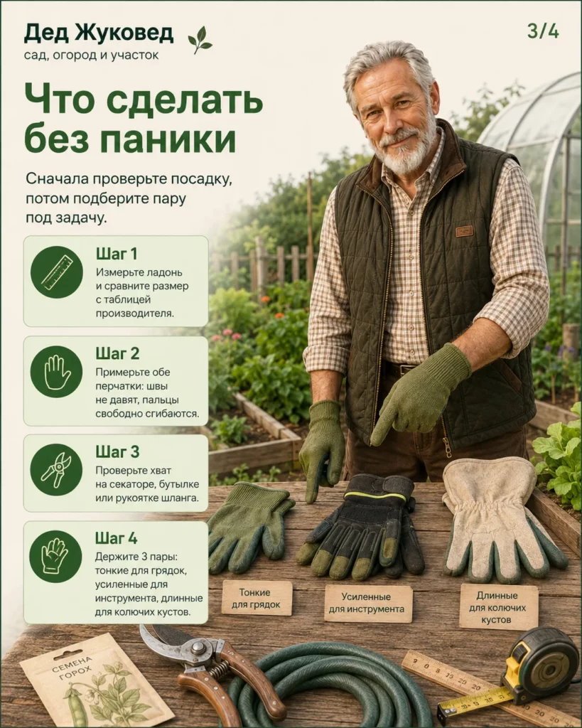 Инфографика 3/4: Садовые перчатки: как сделать дачу удобнее для пожилого человека
