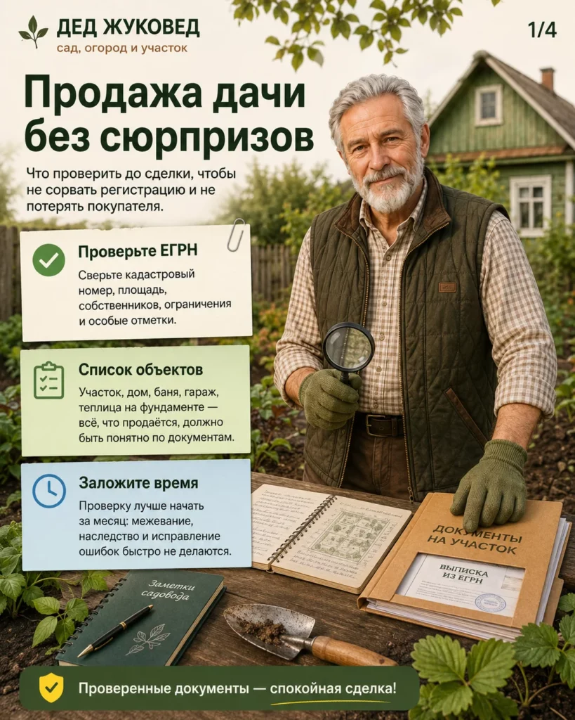 Инфографика 1/4: Дача, которую хотят продать: какие риски могут всплыть перед продажей