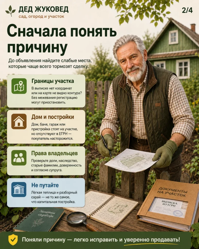 Инфографика 3/4: Дача, которую хотят продать: какие риски могут всплыть перед продажей