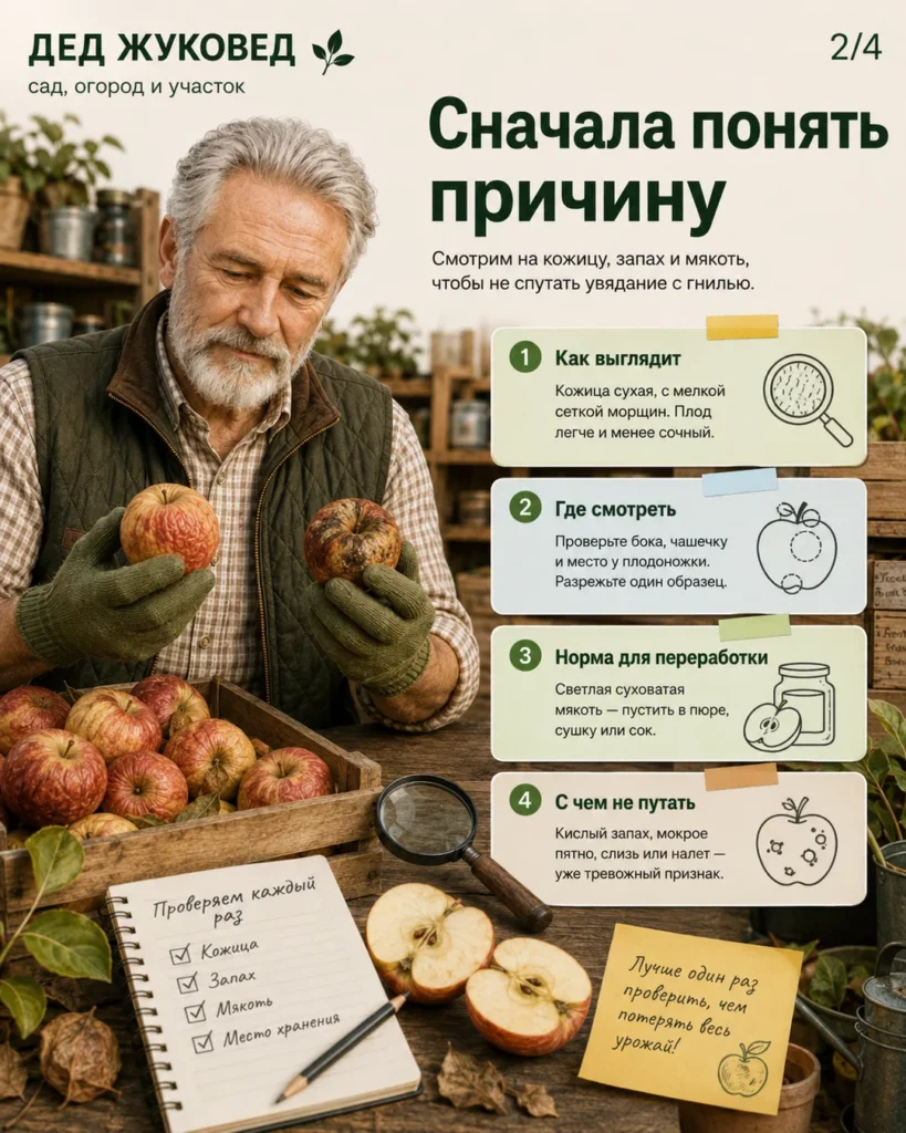 Инфографика 3/4: Яблоки вянет после уборки: как сохранить урожай дольше