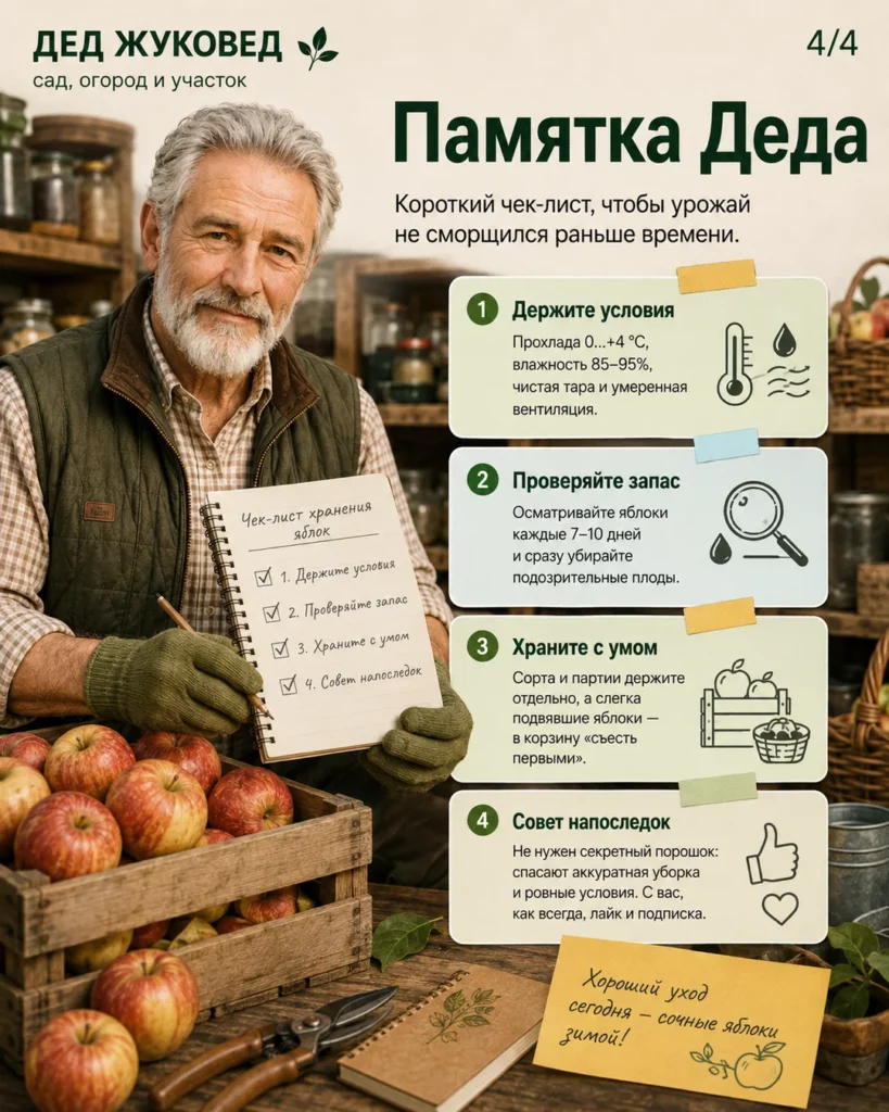 Инфографика 4/4: Яблоки вянет после уборки: как сохранить урожай дольше