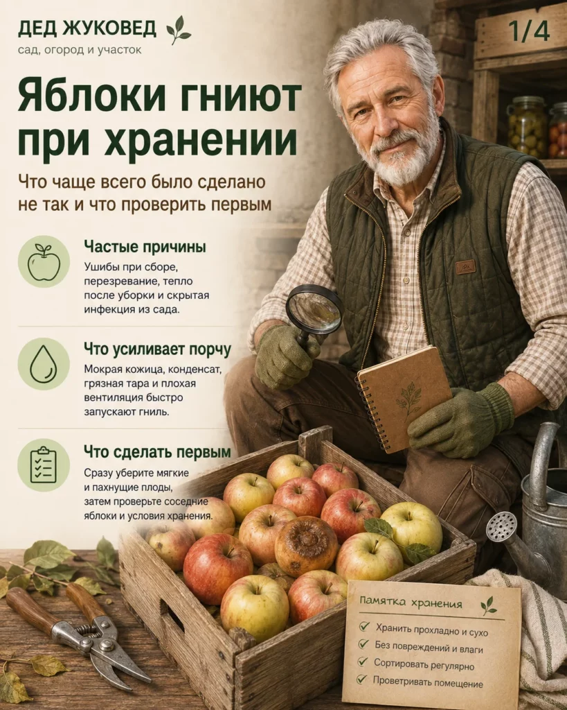 Инфографика 1/4: Яблоки гниют при хранении: что было сделано не так
