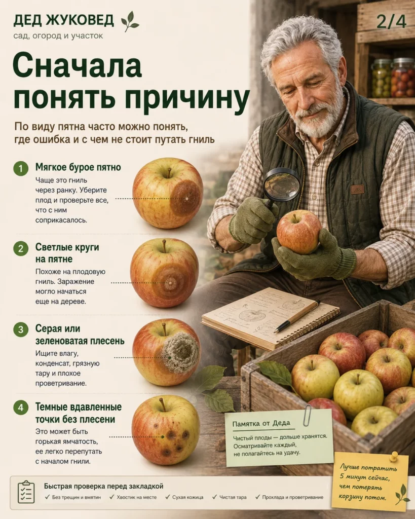 Инфографика 2/4: Яблоки гниют при хранении: что было сделано не так