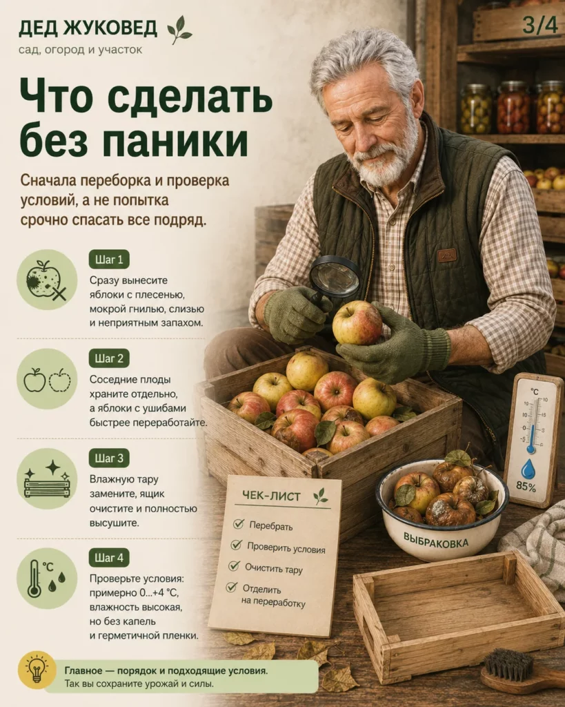 Инфографика 3/4: Яблоки гниют при хранении: что было сделано не так