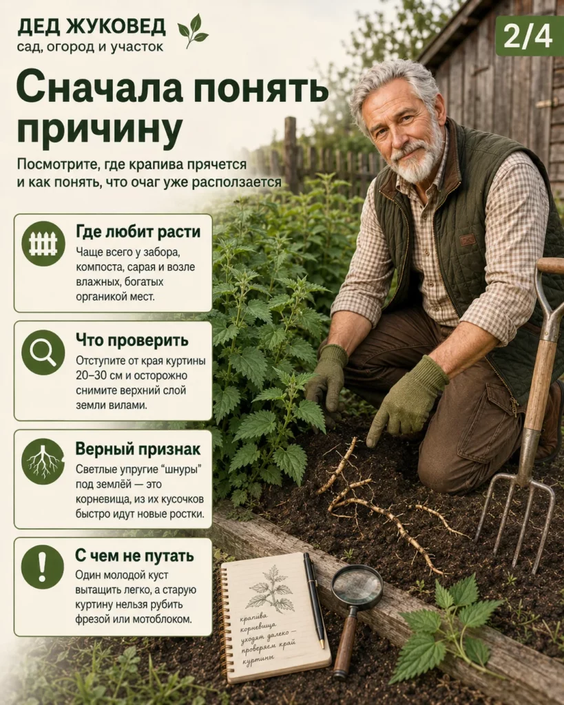 Инфографика 2/4: Крапива: как убрать аккуратно и не разнести по всему участку