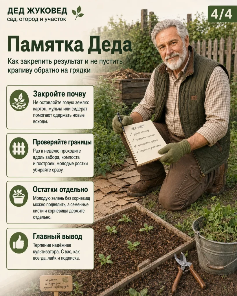Инфографика 4/4: Крапива: как убрать аккуратно и не разнести по всему участку