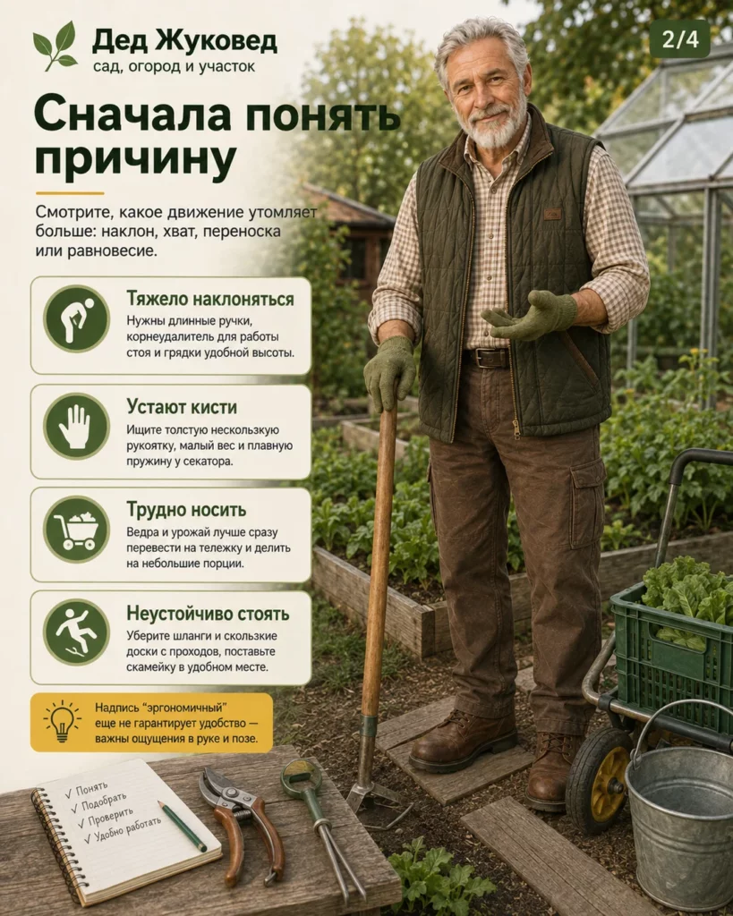 Инфографика 2/4: Инструмент для пожилых: как сделать дачу удобнее для пожилого человека