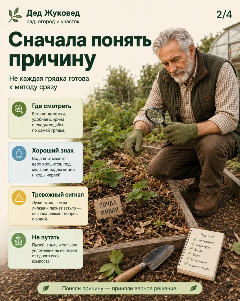 Инфографика 2/4: Грядки без перекопки: простое решение, которое экономит силы на участке
