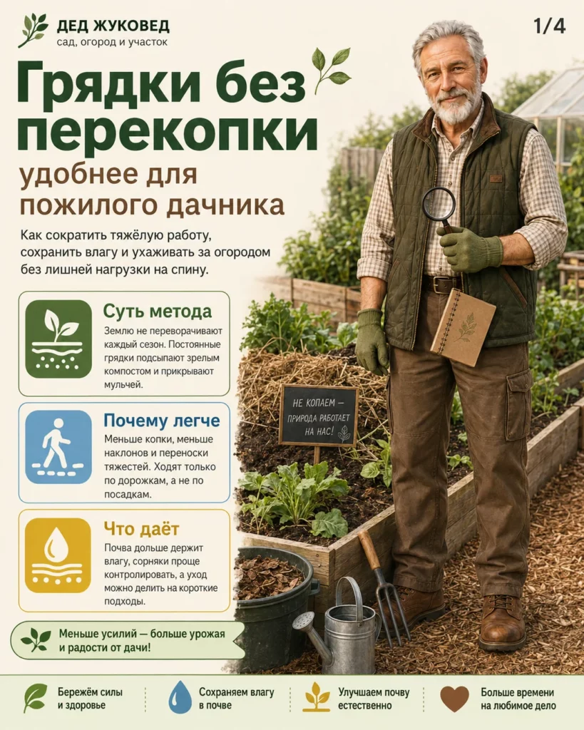 Инфографика 1/4: Грядки без перекопки: как сделать дачу удобнее для пожилого человека