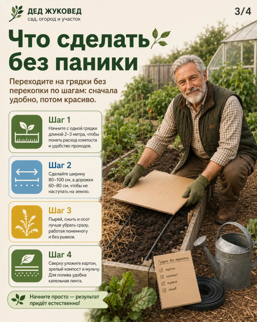 Инфографика 2/4: Грядки без перекопки: как сделать дачу удобнее для пожилого человека