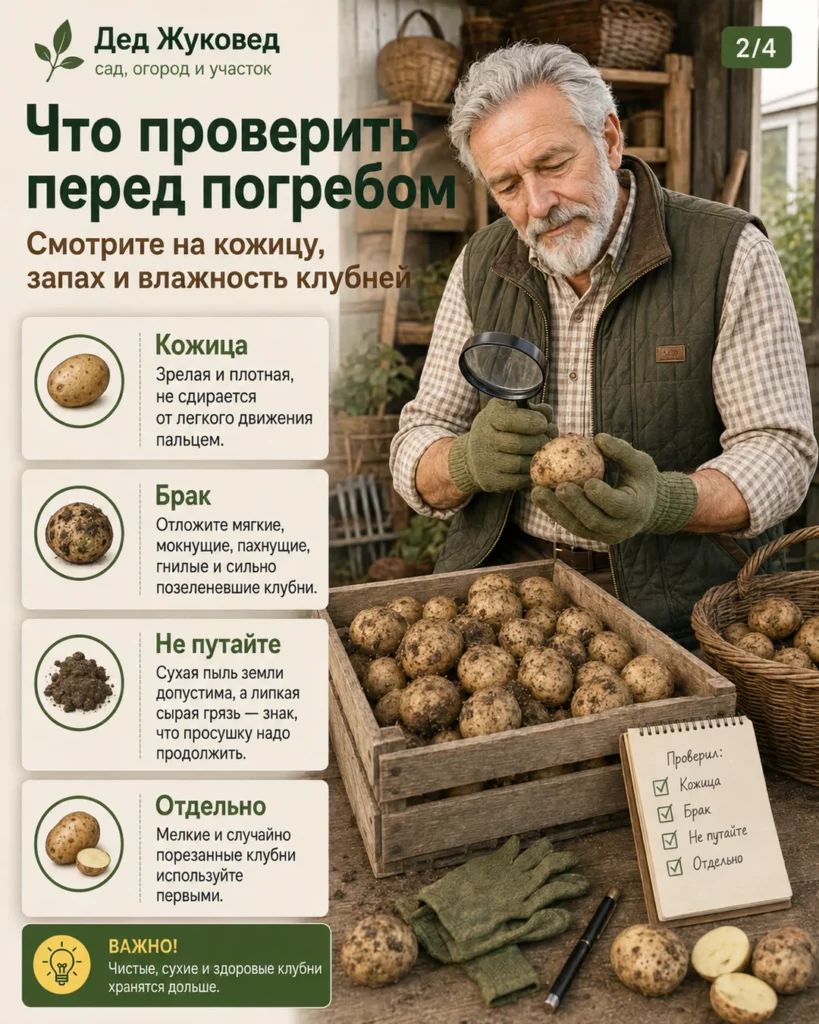 Инфографика 2/4: Картофель после уборки: когда сушить, чистить и убирать на хранение