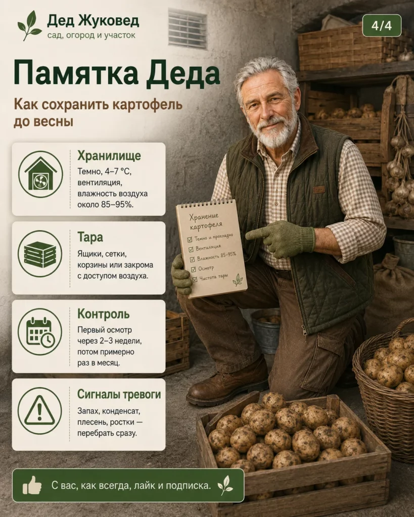 Инфографика 4/4: Картофель после уборки: когда сушить, чистить и убирать на хранение
