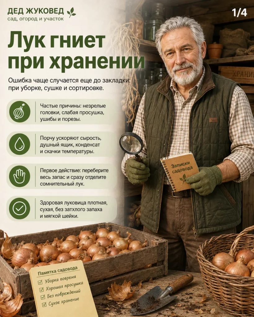 Инфографика 1/4: Лук гниет при хранении: что было сделано не так