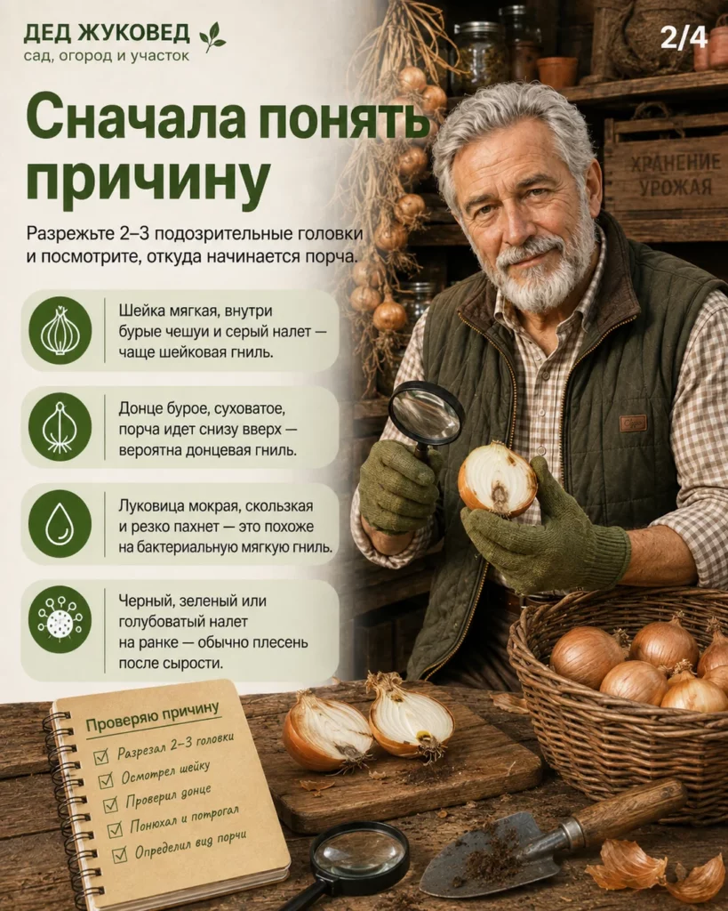 Инфографика 2/4: Лук гниет при хранении: что было сделано не так