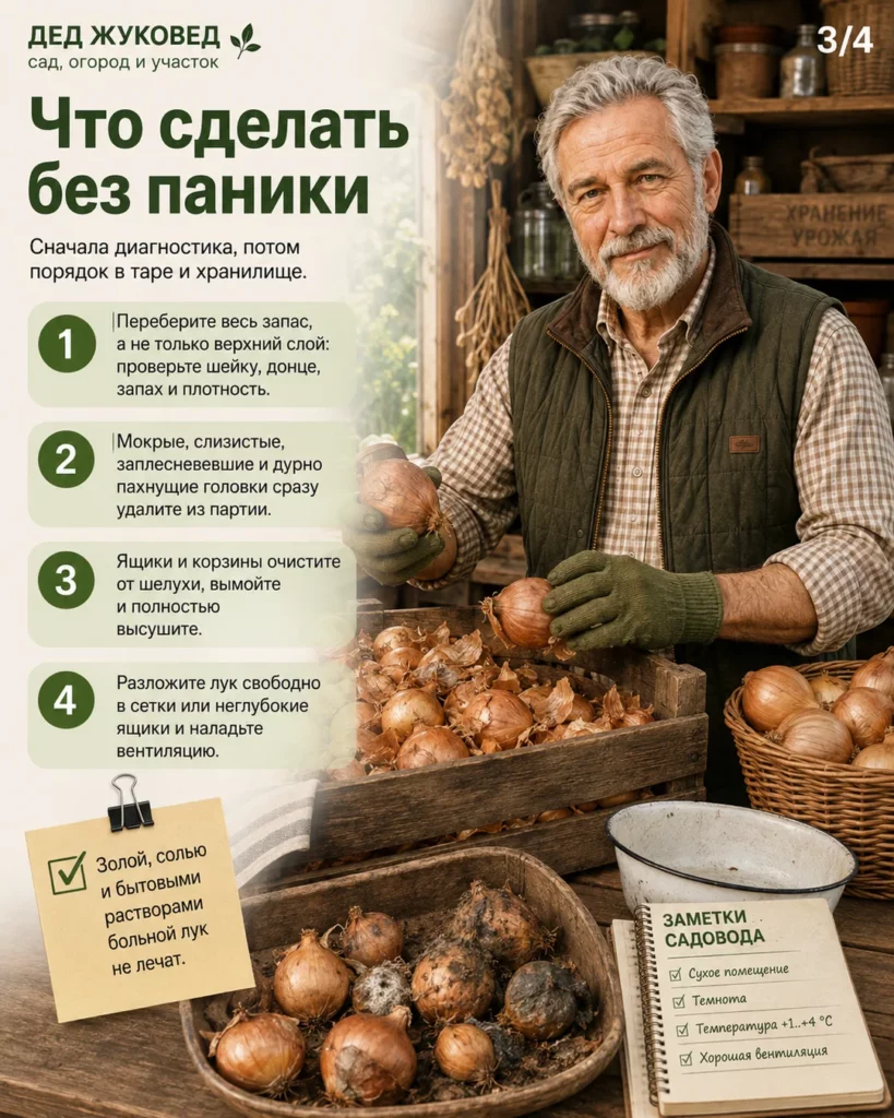 Инфографика 3/4: Лук гниет при хранении: что было сделано не так