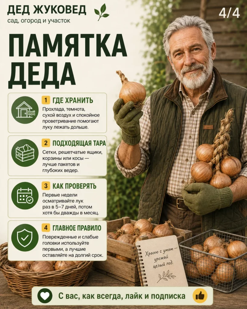 Инфографика 4/4: Лук вянет после уборки: как сохранить урожай дольше