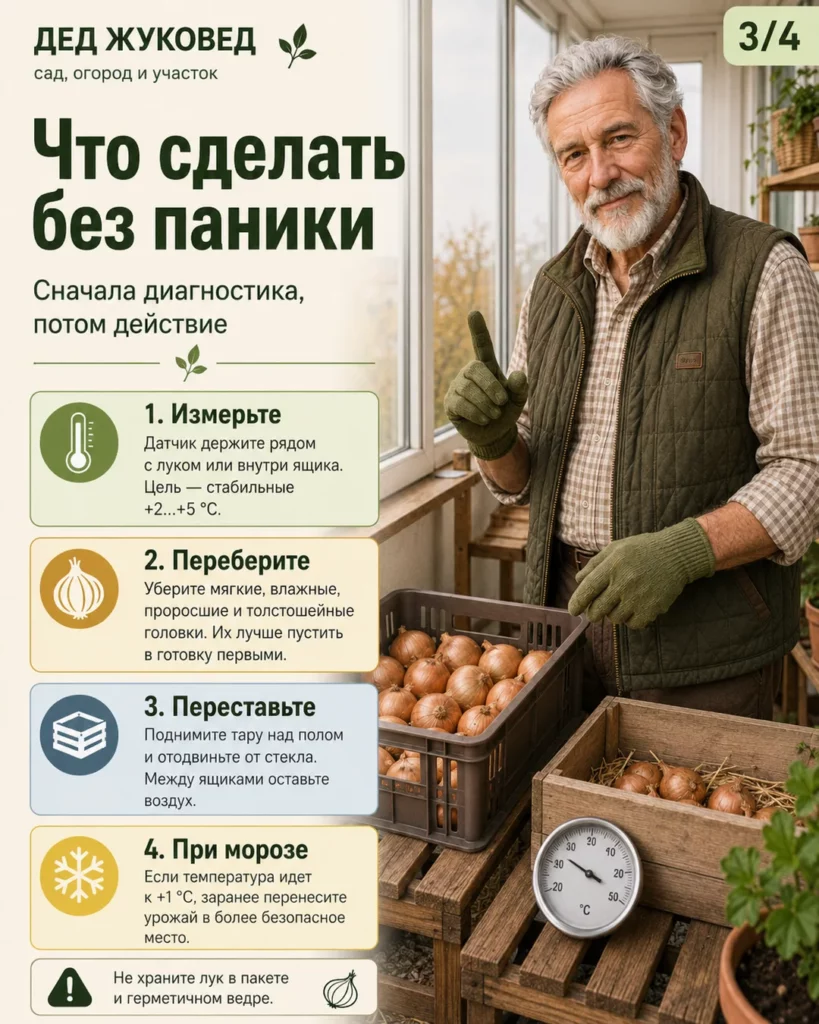 Инфографика 3/4: Лук на балконе: как не заморозить и не сгноить