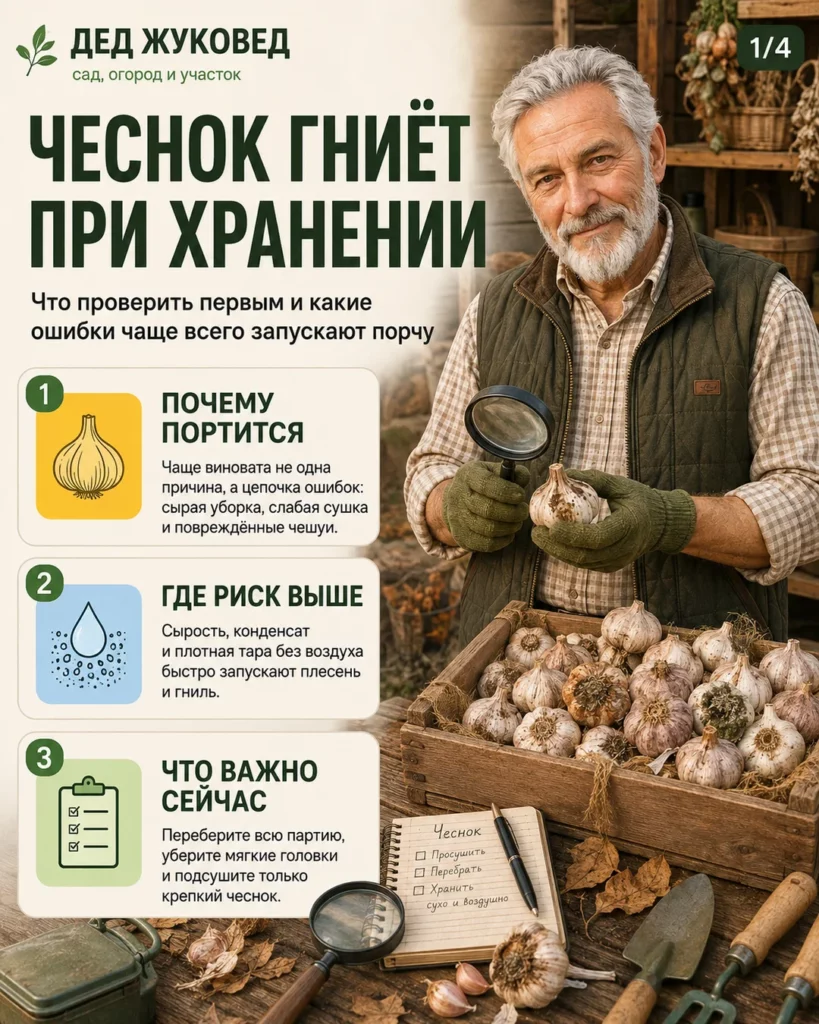 Инфографика 1/4: Чеснок гниет при хранении: что было сделано не так