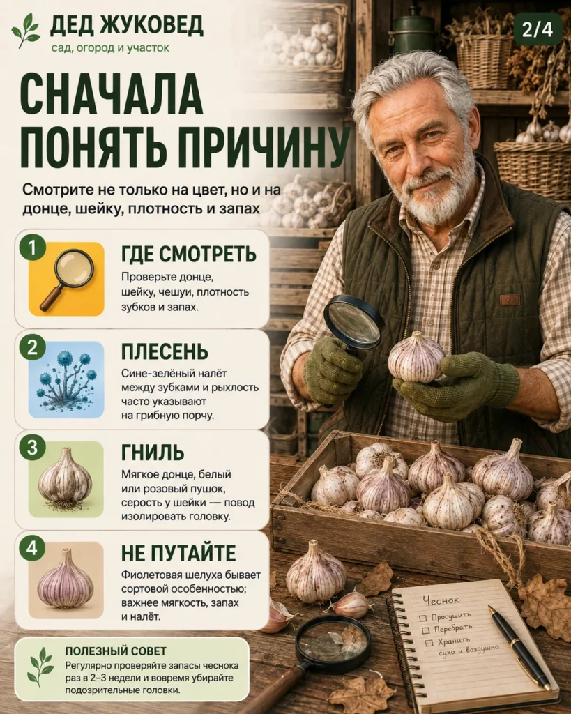 Инфографика 2/4: Чеснок гниет при хранении: что было сделано не так